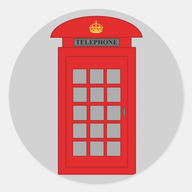British Telephone Box Classic Round Sticker (Front)
