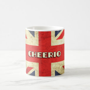 British Text on Union Jack Grunge   Cheerio Coffee Mug