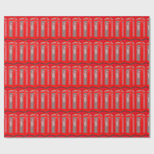 British Theme London Phone Booth Wrapping Paper