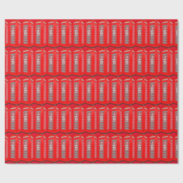 British Theme London Phone Booth Wrapping Paper (Flat)