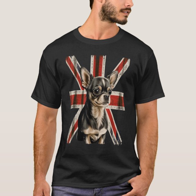 British UK Chihuahua on Great Britain Chihuahua T-Shirt (Front)
