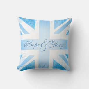 British UK flag baby blue hope & glory pillow