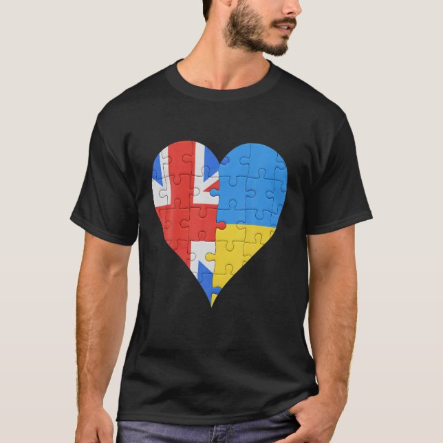 British Ukrainian Flag Heart Great Britain Ukraine T-Shirt (Front)