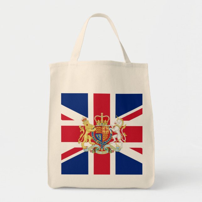 British Union Flag and Royal Crest Tote Bag (Front)
