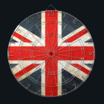 British Union Flag Dartboard<br><div class="desc">Grunge style Union Flag - red, white and blue</div>