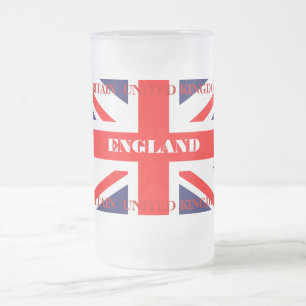British Union Jack Britain London flag Frosted Glass Beer Mug