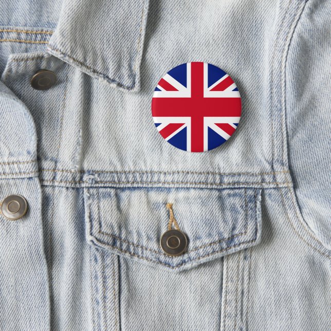 British Union Jack Flag 6 Cm Round Badge (In Situ)