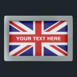 British Union Jack flag belt buckle | Personalise<br><div class="desc">British Union Jack flag belt buckle. English pride flag of UK United Kingdom Great Britain. Trendy fashion accessory for men women and teen kids.</div>