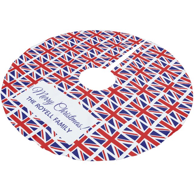 British Union Jack flag Christmas tree skirt (Angled)