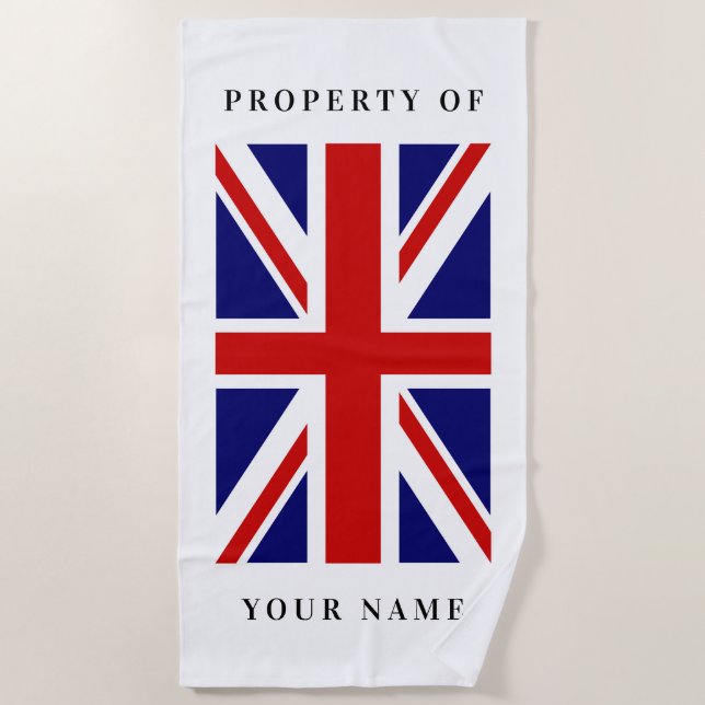 British Union Jack flag custom beach towel (Front)