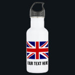 British Union Jack flag custom drink water bottle<br><div class="desc">British Union Jack flag custom drink water bottle. Personalised stainless steel water bottles. Custom shiny metal water bottle in many colours. Great for sports teams and outdoor activities. Use in basketball, baseball, football, tennis, soccer, volleyball, hiking, walking, camping, running, track and field, travel etc. Personalise with your own name, jersey...</div>
