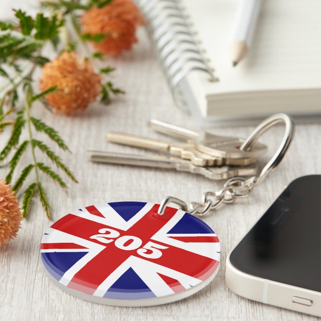 British Union Jack flag custom hotel room number Key Ring (Front Right)