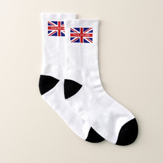 British Union Jack flag custom name sport socks (Pair)