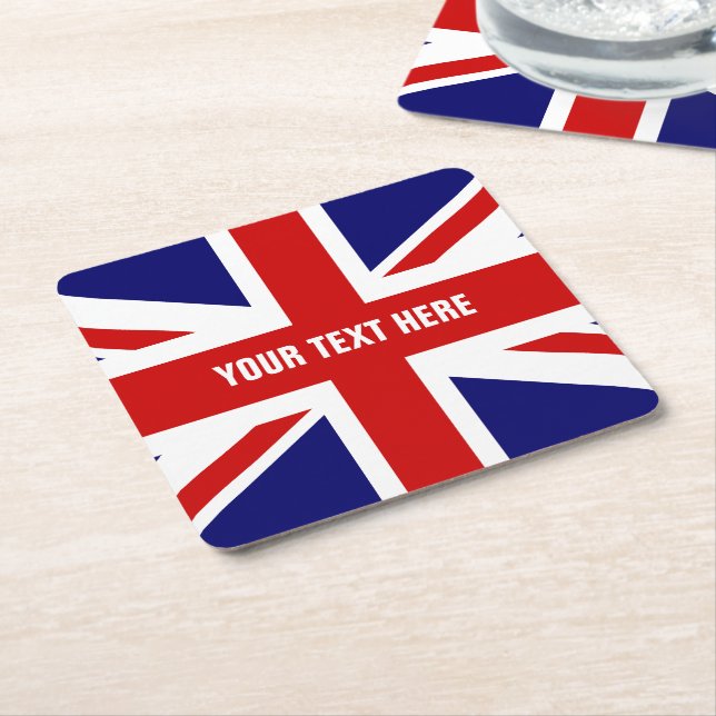 British Union Jack flag paper drink coasters (Angled)