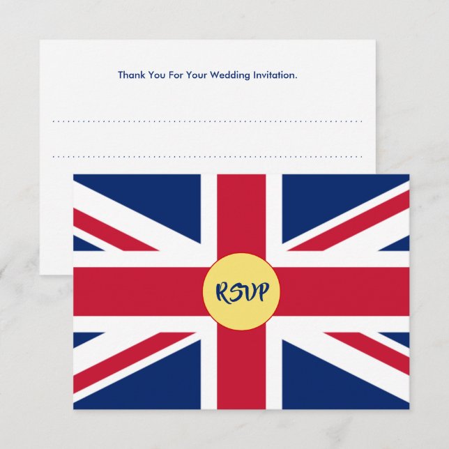British Union Jack Flag Patriotic Wedding RSVP Car (Front/Back)