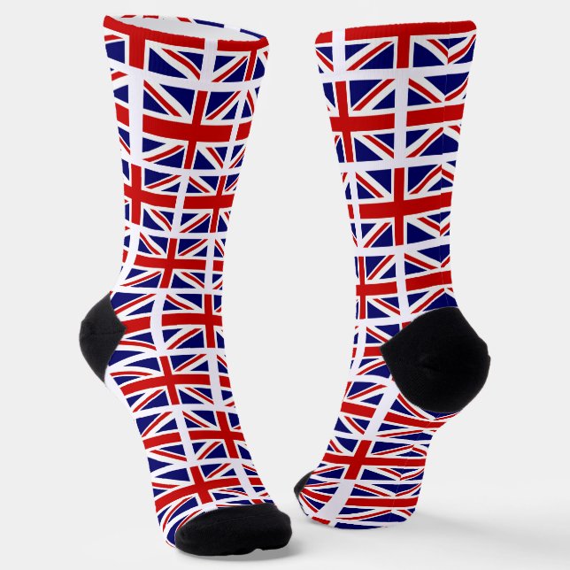 British Union Jack flag pattern crew socks (Angled)