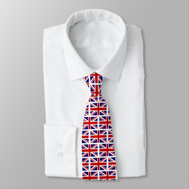 British Union Jack flag pattern neck tie gift idea (Tied)