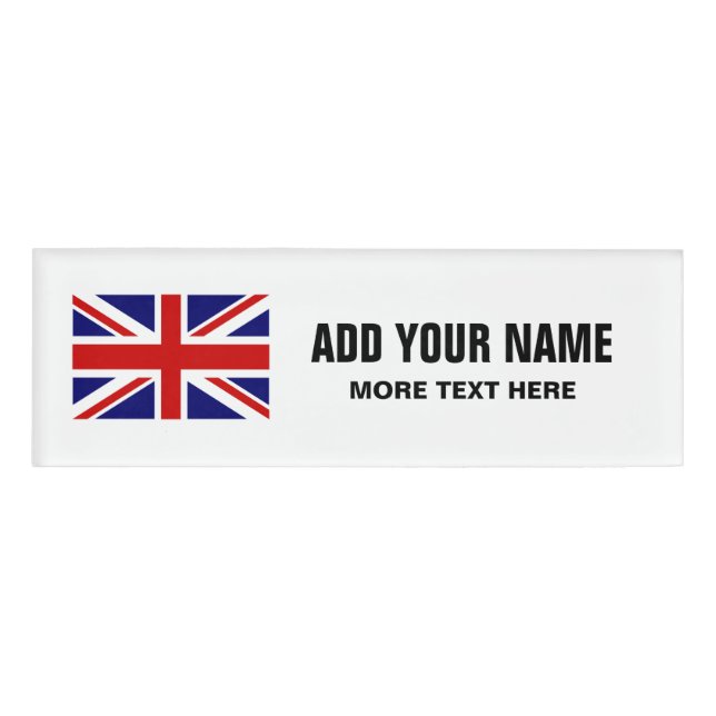 British Union Jack flag personalised name tags (Front)