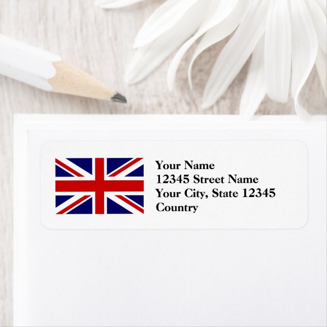British Union Jack flag return address labels (Insitu)