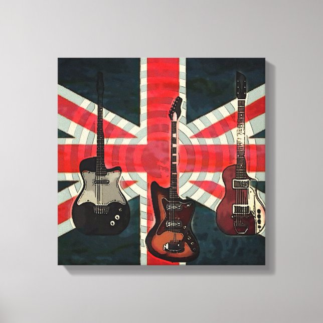 British Union Jack Flag Rock Roll Electric Guitar Canvas Print (Front)