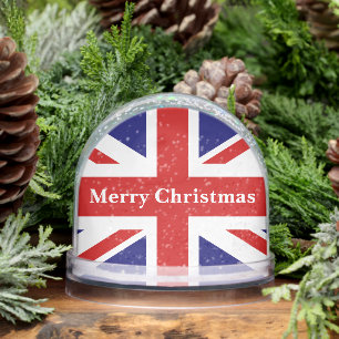 British Union Jack flag snow globe with photo