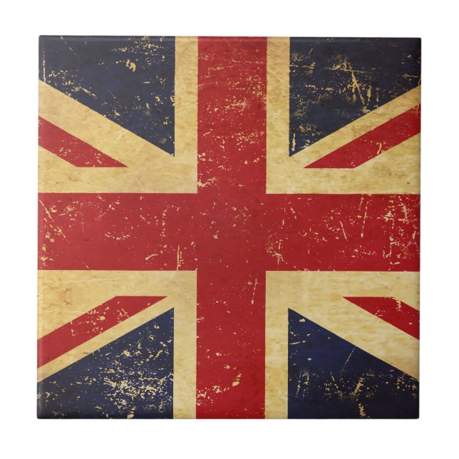 British Union Jack Flag Vintage Ceramic Tile (Front)