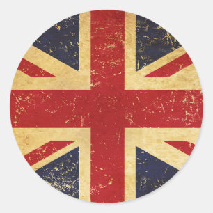 British Union Jack Flag Vintage Classic Round Sticker