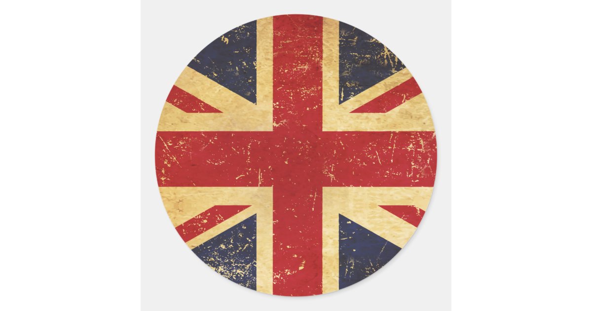 British Union Jack Flag Vintage Classic Round Sticker | Zazzle