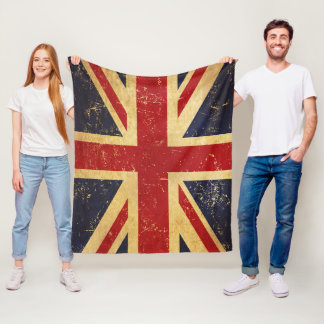 British Union Jack Flag Vintage Fleece Blanket