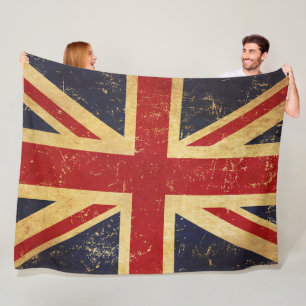British Union Jack Flag Vintage Fleece Blanket