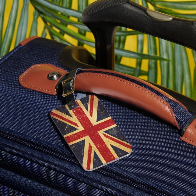 British Union Jack Flag Vintage Luggage Tag (Front Insitu 1)