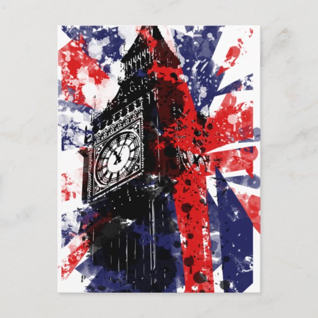 British Union Jack Flag Vintage Worn Postcard (Front)