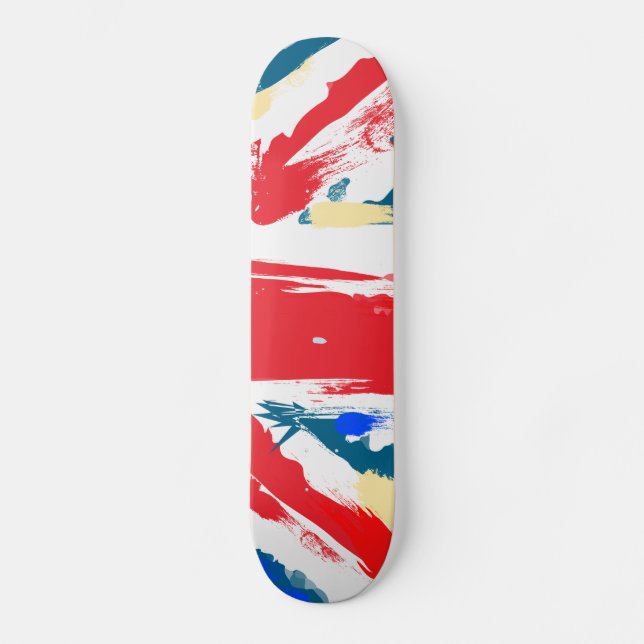 British Union Jack Flag Vintage Worn Skateboard (Front)