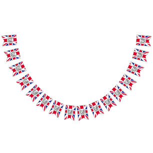 British Union Jack Flag with King Charles III,  