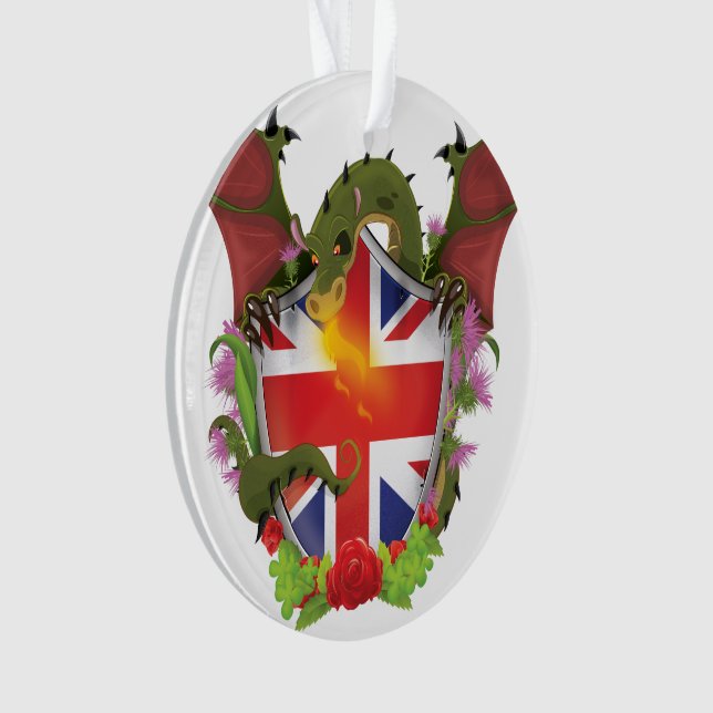 British Union Jack Shield and Dragon Ornament (Front)