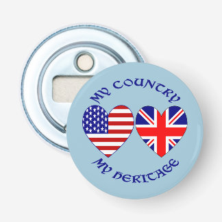 British USA Heart Flags Country Heritage Bottle Opener
