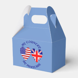 British USA Heart Flags Country Heritage Favour Box