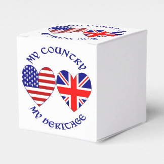 British USA Heart Flags Country Heritage Favour Box