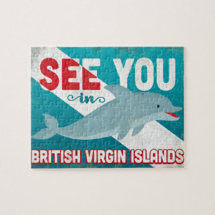 British Virgin Islands Dolphin - Vintage BVI Jigsaw Puzzle