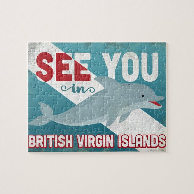 British Virgin Islands Dolphin - Vintage BVI Jigsaw Puzzle (Horizontal)
