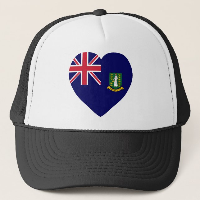 British Virgin Islands Flag Heart Trucker Hat (Front)