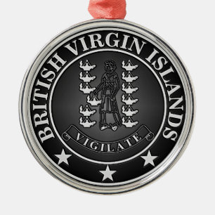 British Virgin Islands Round Emblem Metal Tree Decoration