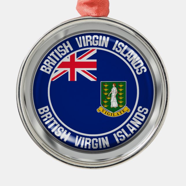 British Virgin Islands Round Emblem Metal Tree Decoration (Front)