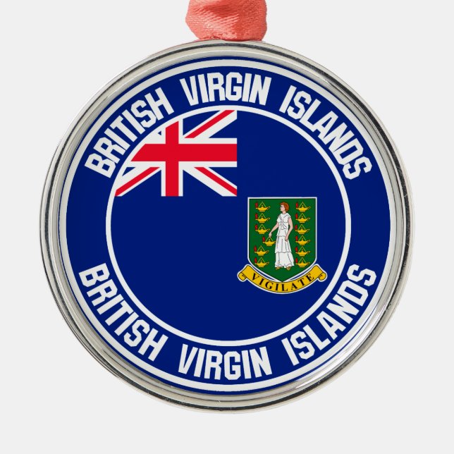 British Virgin Islands Round Emblem Metal Tree Decoration (Front)