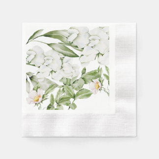 BRITISH WHITE FLORAL WATERCOLOR ART  NAPKINS