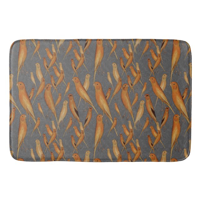 British Yorkshire Canary Grey Brocade Background Bath Mat (Front)