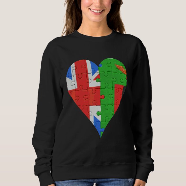 British Zambian Flag Heart Sweatshirt (Front)