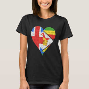 British Zimbabwean Flag Heart T-Shirt