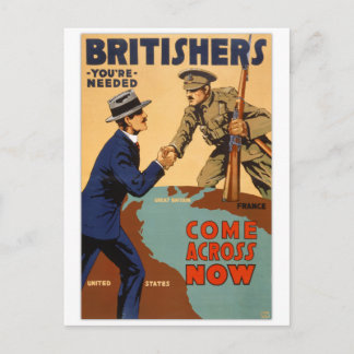 Britishers you're needed Vintage Poster Postcard