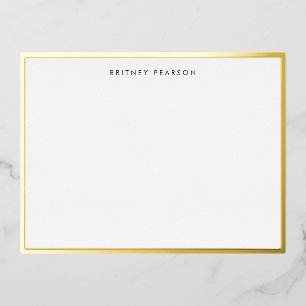 Britney Gold Foil Border Personalised Stationery Invitation Postcard